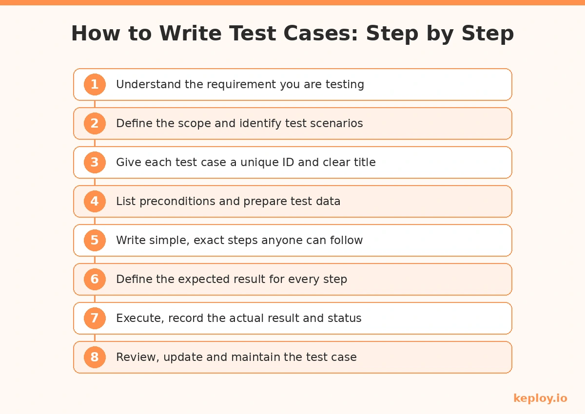 How to write test cases in software testing step by step from understanding requirements to reviewing and maintaining test cases