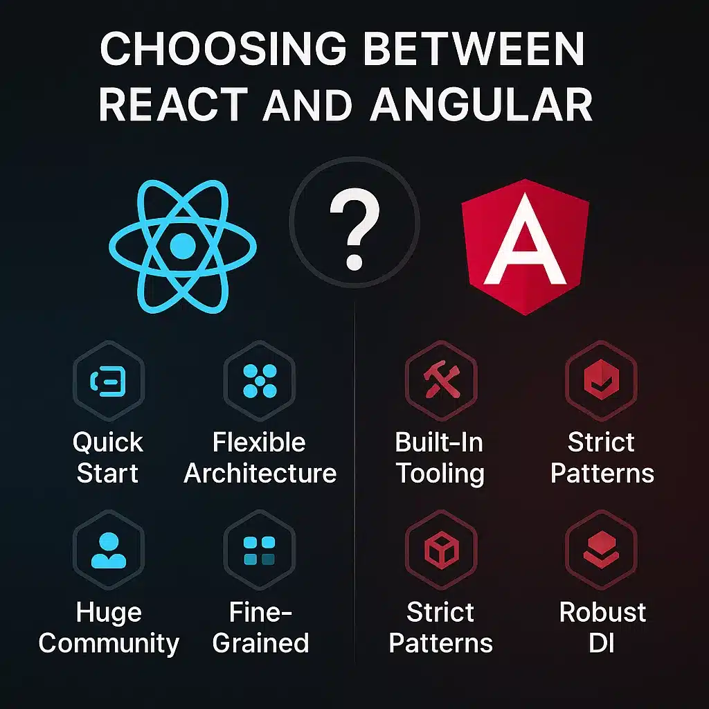 Choosing between angular and react
