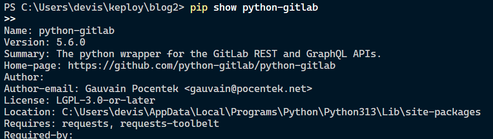 Verify python-gitlab installation in the terminal