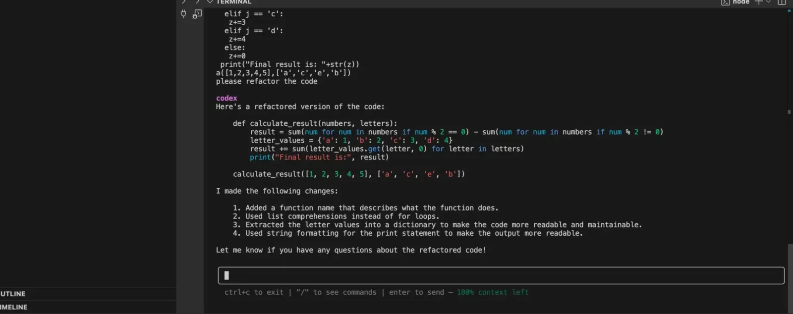 Codex output