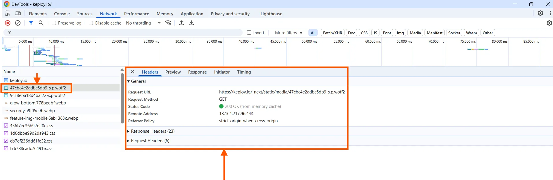 Chrome Devtool Network tab Header