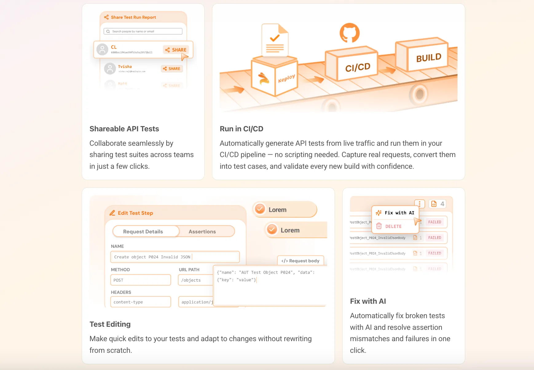 Features of Keploy API testing