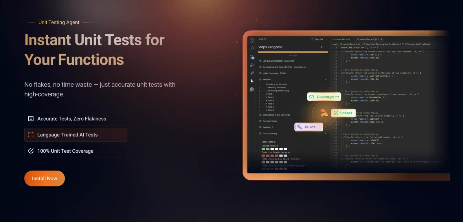 keploy unit testint vs code extension