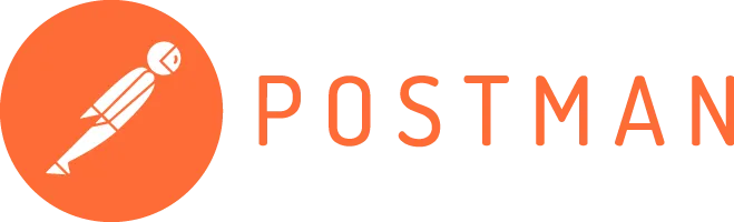Postman logo featuring an orange circle with a stylized white figure to the left of the word "POSTMAN".