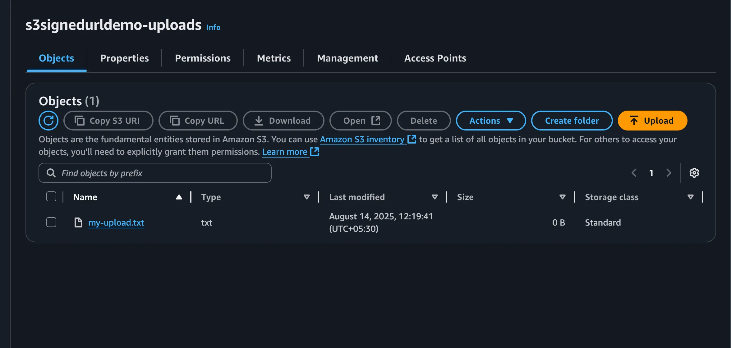 S3 dashboard