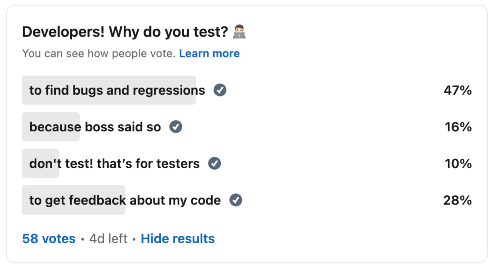 Why Do Developers Test?