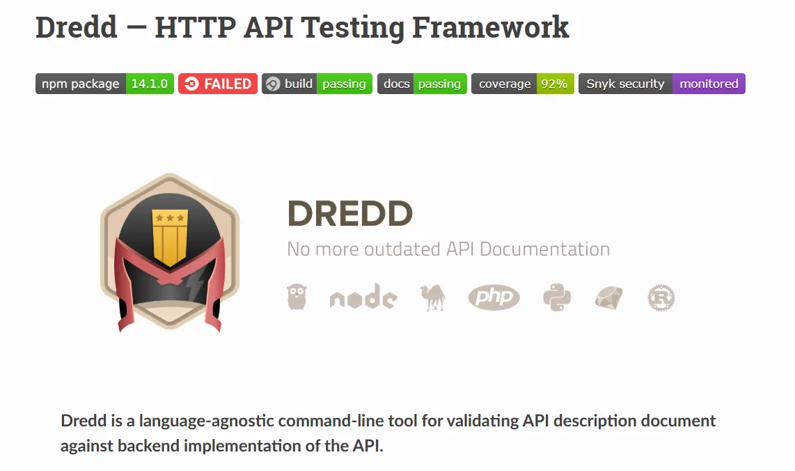 Dredd CLI tool for testing APIs against OpenAPI documentation