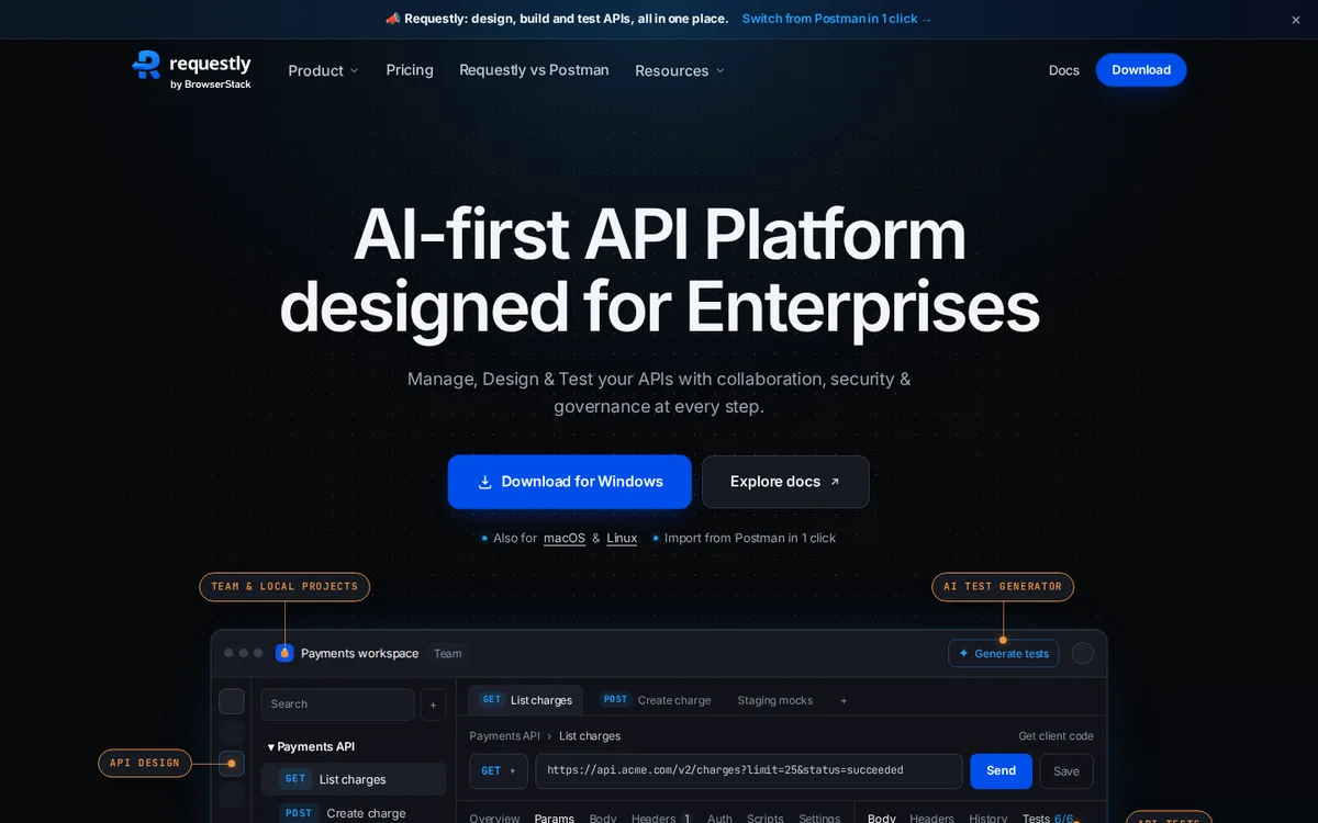 Requestly homepage for API mocking and response overrides